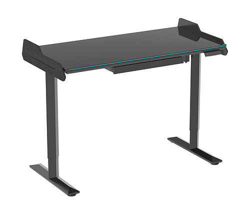 V-mounts Height Adjustable Tempered Glass Desk with Ultra-thin Surface JSD5-01-G13