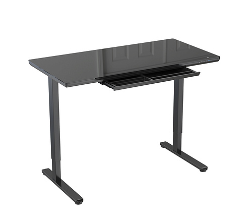 V-mounts Height Adjustable Tempered Glass Desk with Ultra-thin Surface JSD5-01-G6