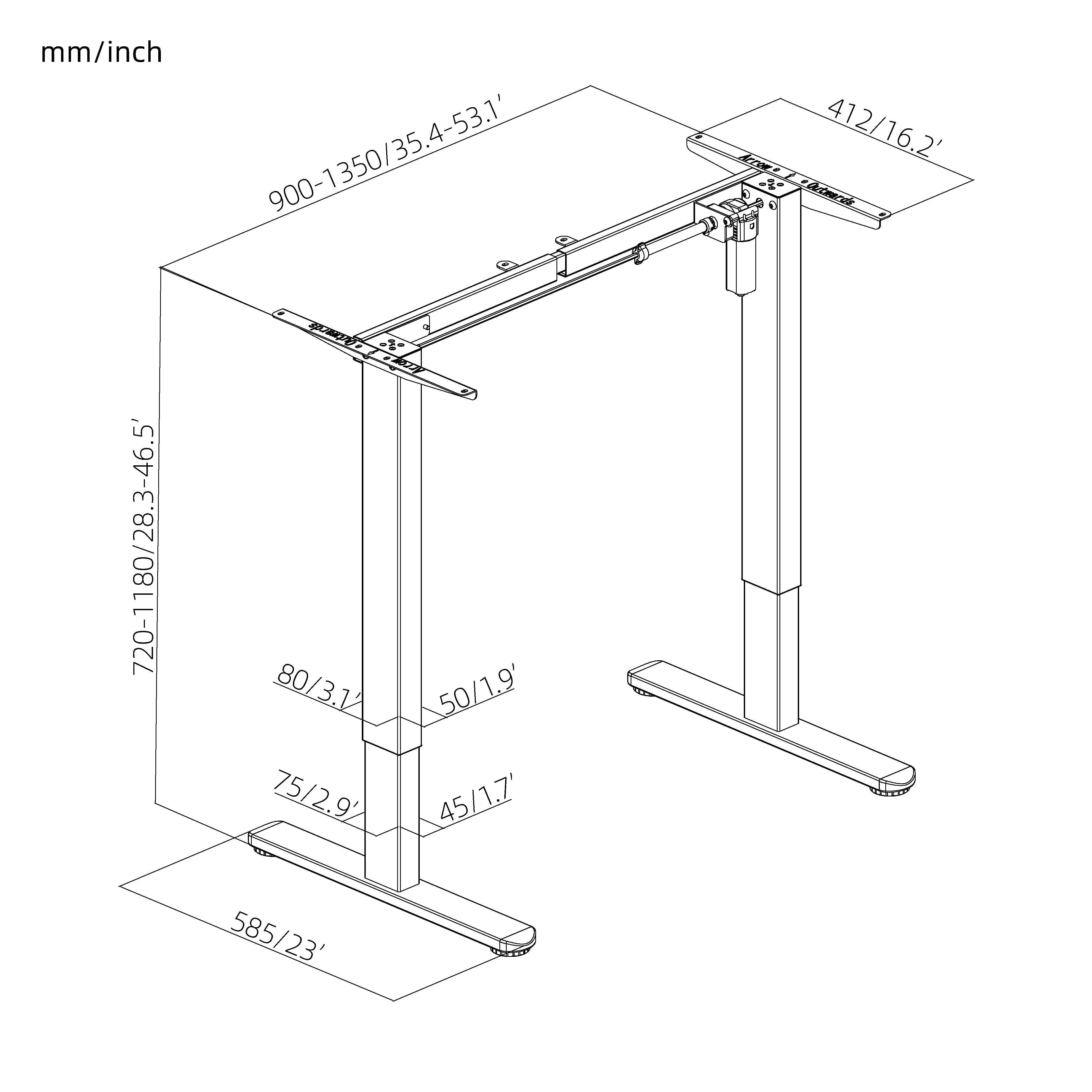 V-mounts Single Motor Height Adjustable Standing Desk JSD5-02