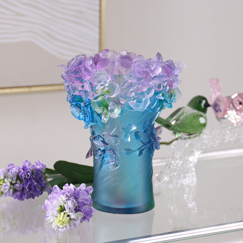高端蓝紫色琉璃花瓶