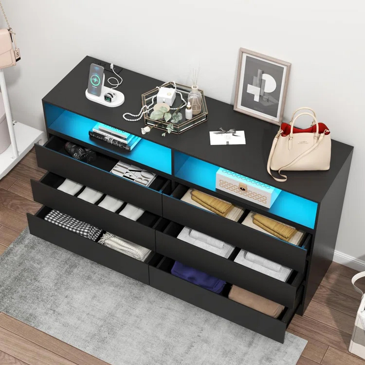 6 Drawers Chest of Drawers with Led Light