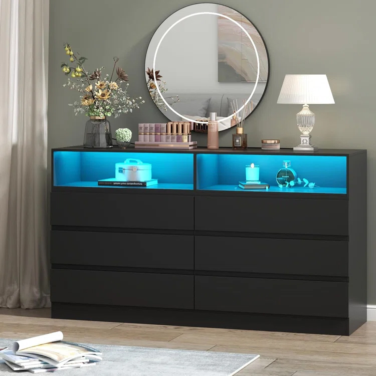 6 Drawers Chest of Drawers with Led Light