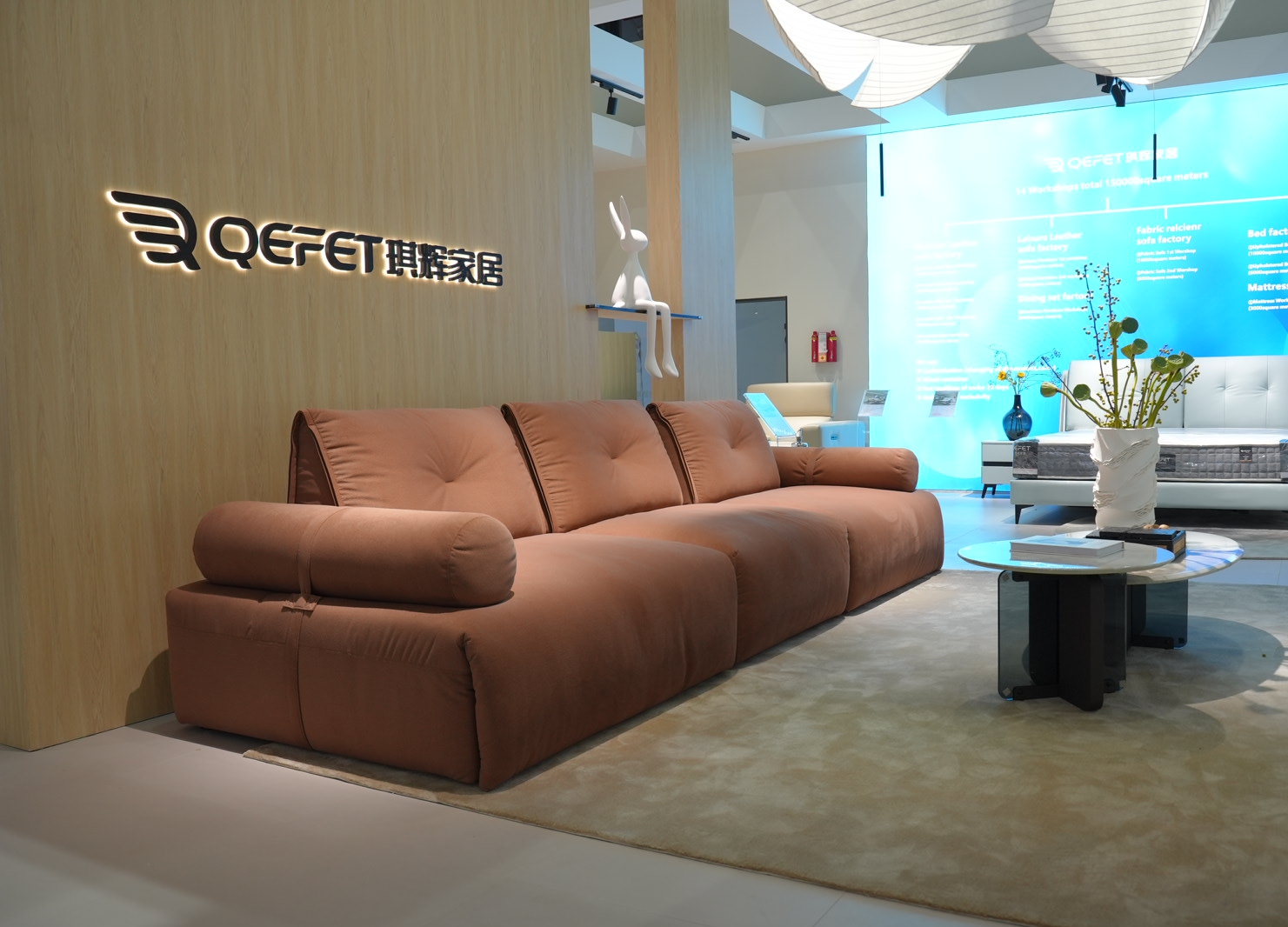 Modern fabric functional sofa with electrically adjustable seat and backrests