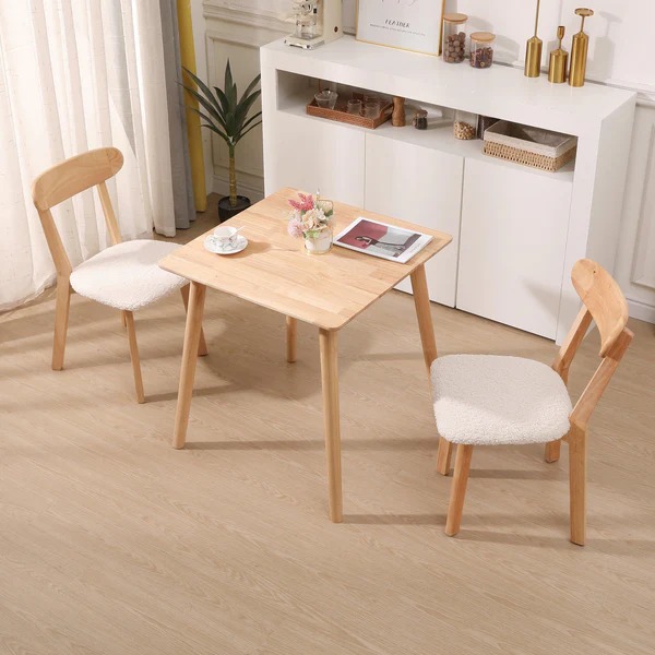 Simple style solid wood dining chair with cushion