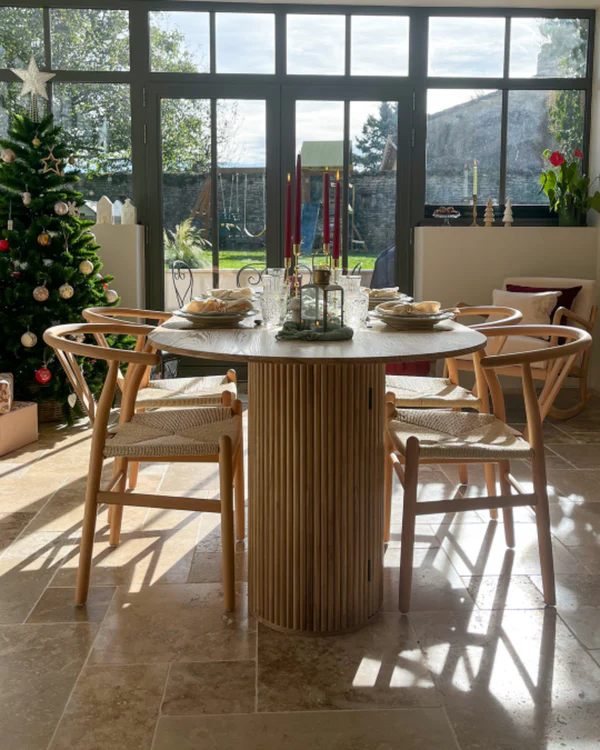 Simple style solid wood rope wave dining chair for inside or outside