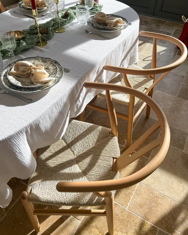 Simple style solid wood rope wave dining chair for inside or outside