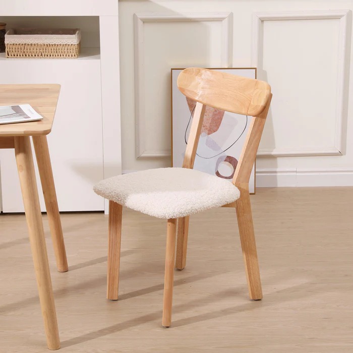 Simple style solid wood dining chair with cushion