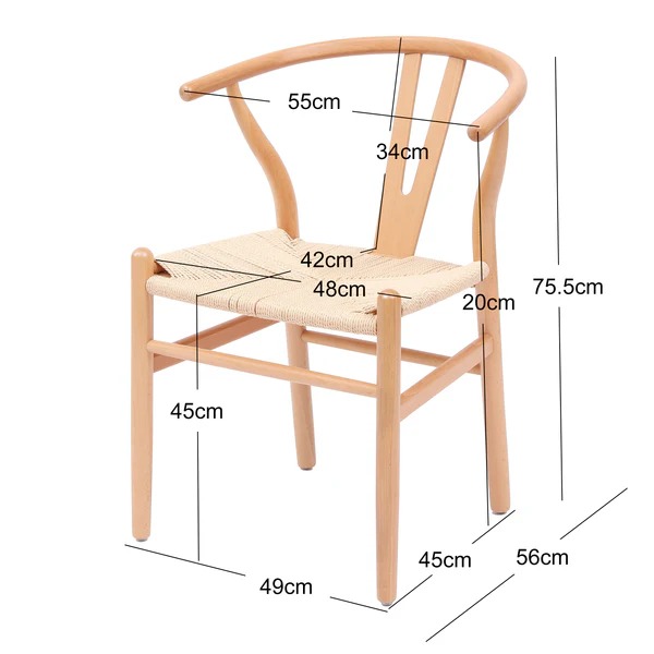 Simple style solid wood rope wave dining chair for inside or outside