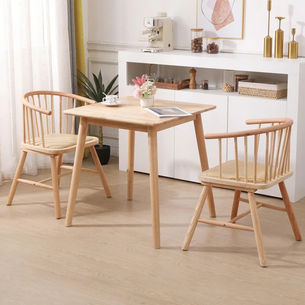 Nordic minimalist style modern solid wood dining chair with rattan cushion armchair for restaurant or banquet