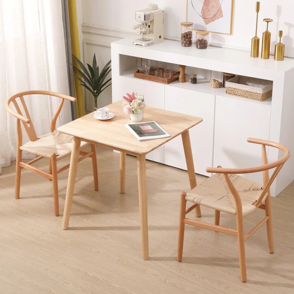 Simple style solid wood rope wave dining chair for inside or outside