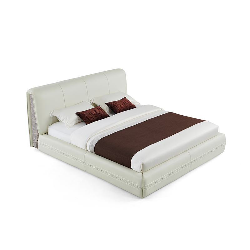 Master bedroom modern quiet luxury thick leather soft bed