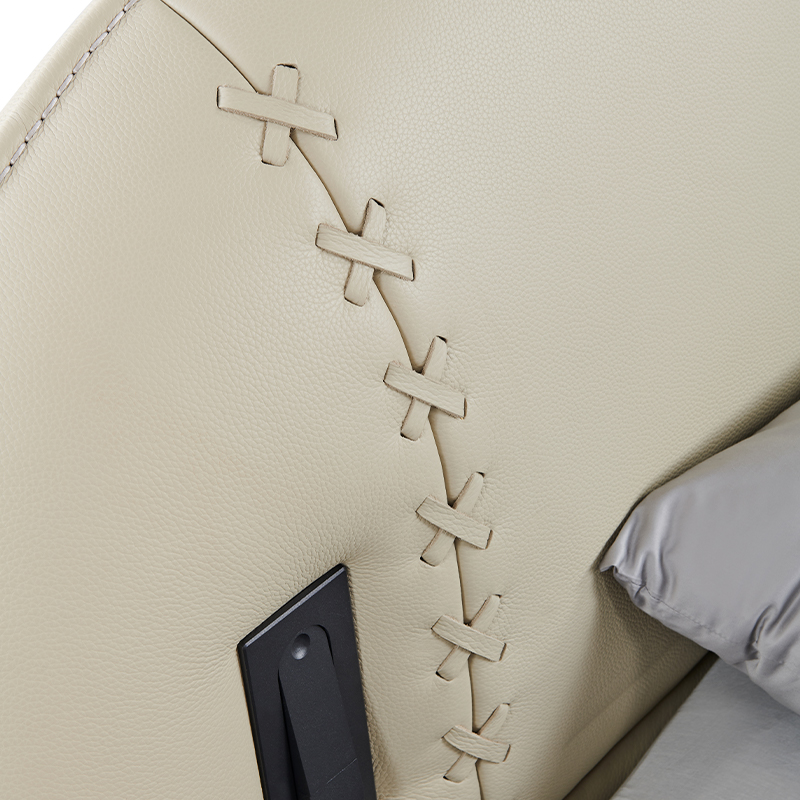 Master bedroom modern quiet luxury thick leather soft bed