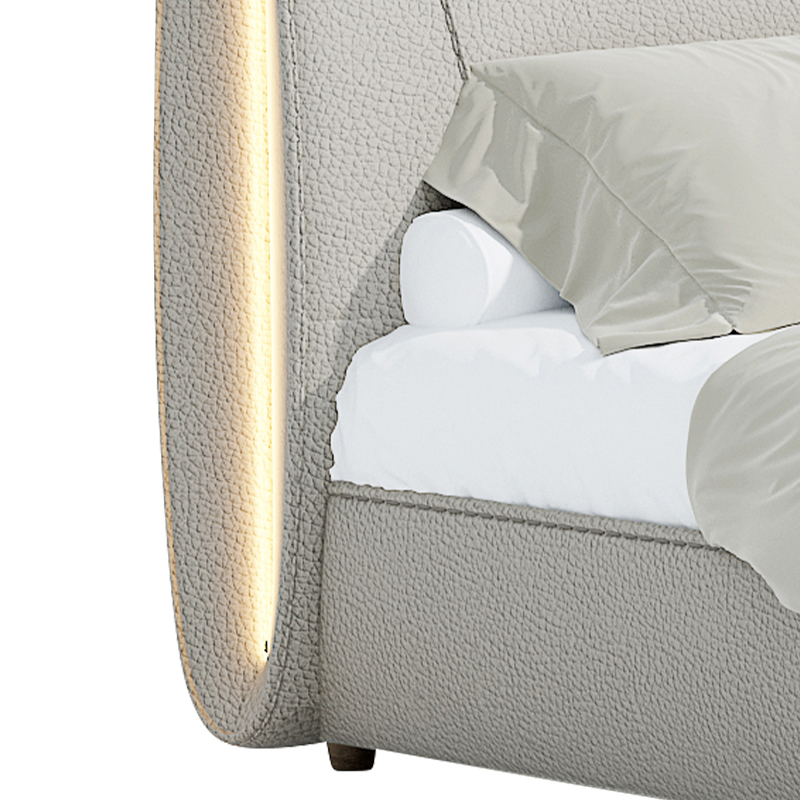 Master bedroom modern quiet luxury thick leather soft bed