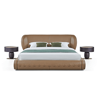 Master bedroom modern quiet luxury thick leather soft bed
