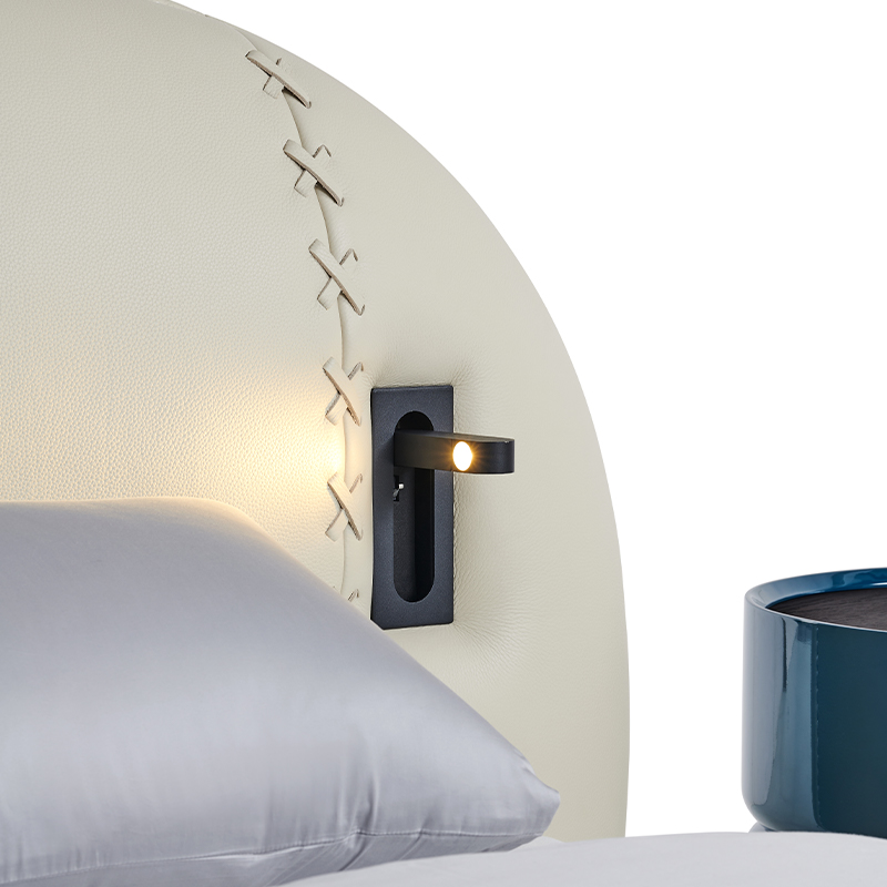 Master bedroom modern quiet luxury thick leather soft bed