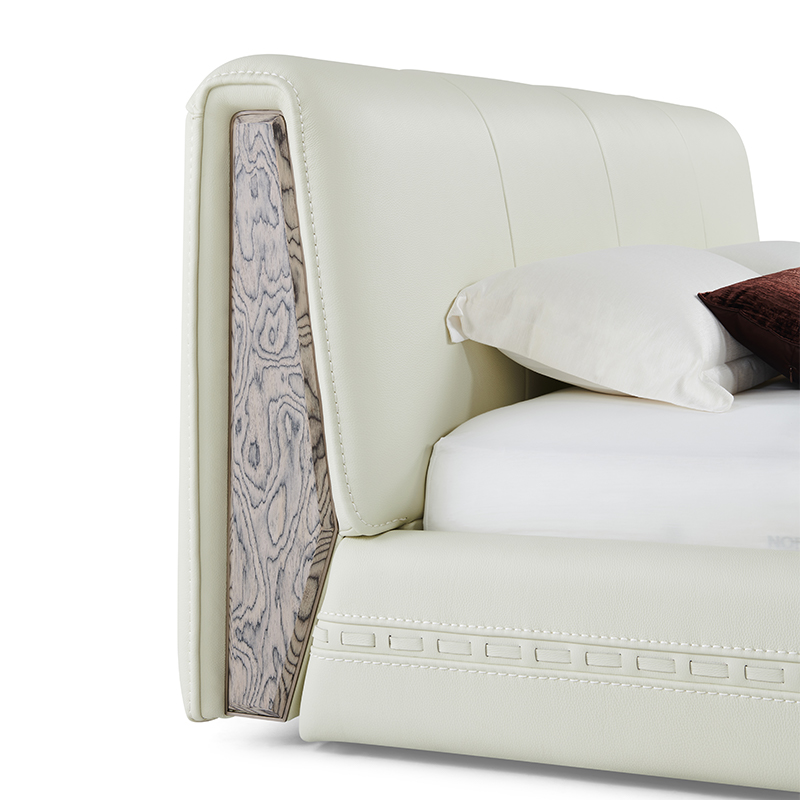 Master bedroom modern quiet luxury thick leather soft bed