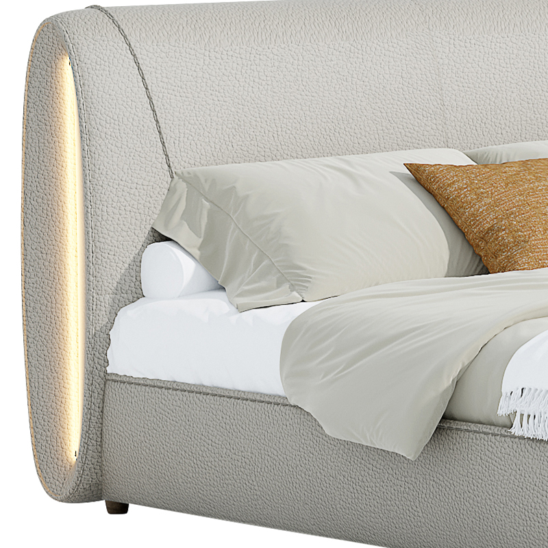 Master bedroom modern quiet luxury thick leather soft bed