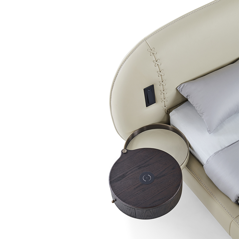 Master bedroom modern quiet luxury thick leather soft bed