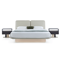 Master bedroom modern quiet luxury thick leather soft bed
