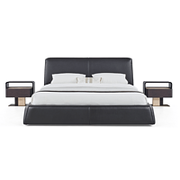 Master bedroom modern quiet luxury thick leather soft bed