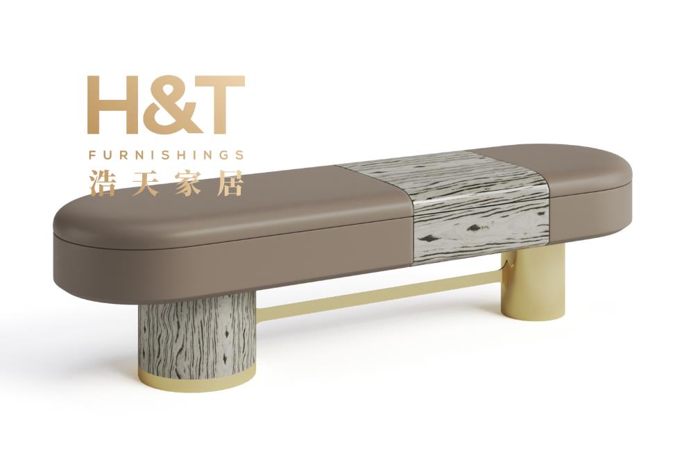 Modern Luxury Upholstered Bed End Stool with Drawer - Designer Genuine Leather for Mansion & Penthouse