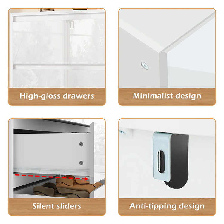 High Glossy Chest of Drawers Dresser cabinet