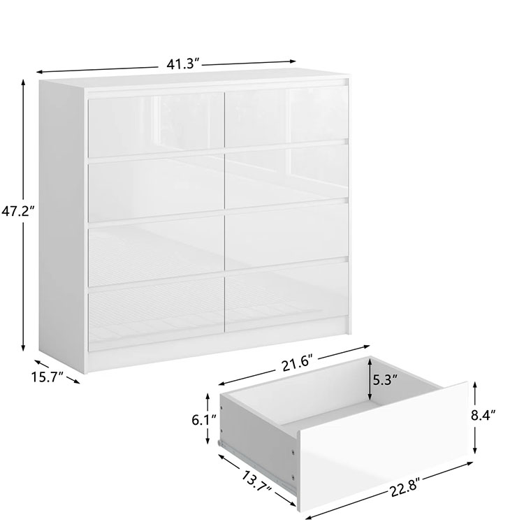 High Glossy Chest of Drawers Dresser cabinet