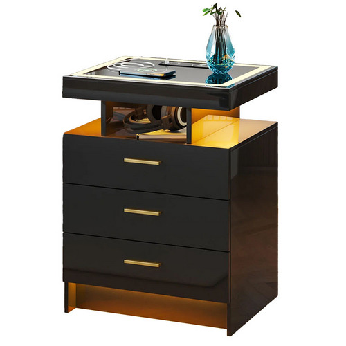 Smart bedside table with led light
