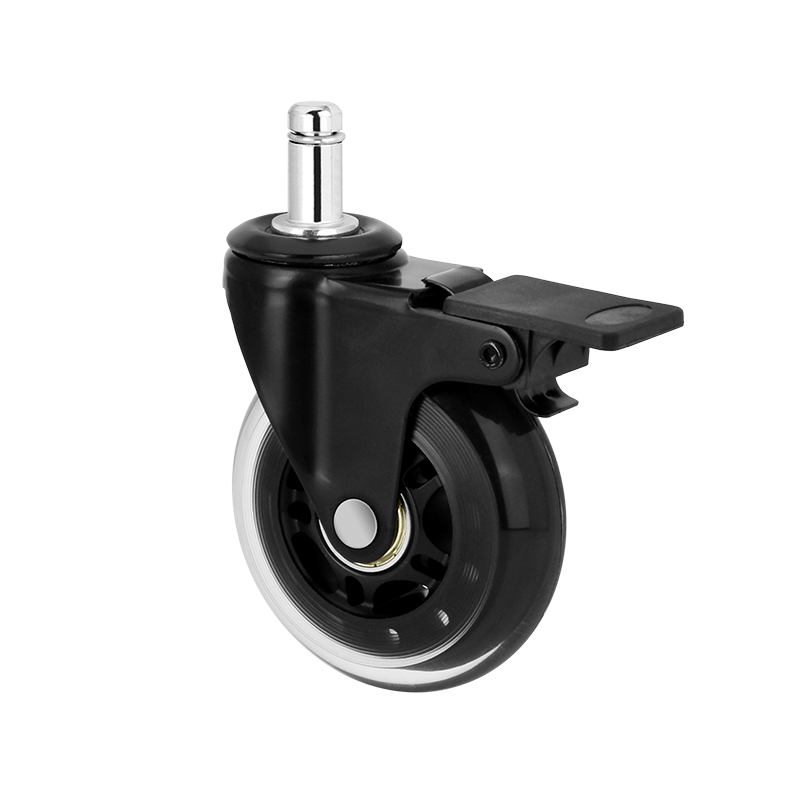 3 inch stem single brake, multi-color brake, transparent wheels, shelf casters, trolley casters, office furniture casters