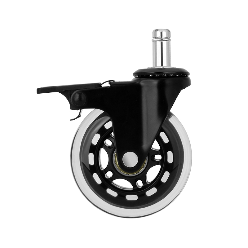 3 inch stem single brake, multi-color brake, transparent wheels, shelf casters, trolley casters, office furniture casters