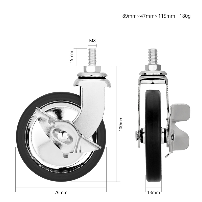 3 inch screw rod chrome universal dining wheels universal PP casters trolley silent wheels furniture industrial casters