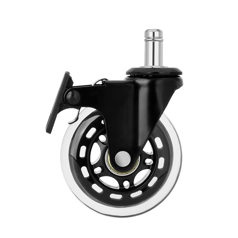 3 inch stem single brake, multi-color brake, transparent wheels, shelf casters, trolley casters, office furniture casters