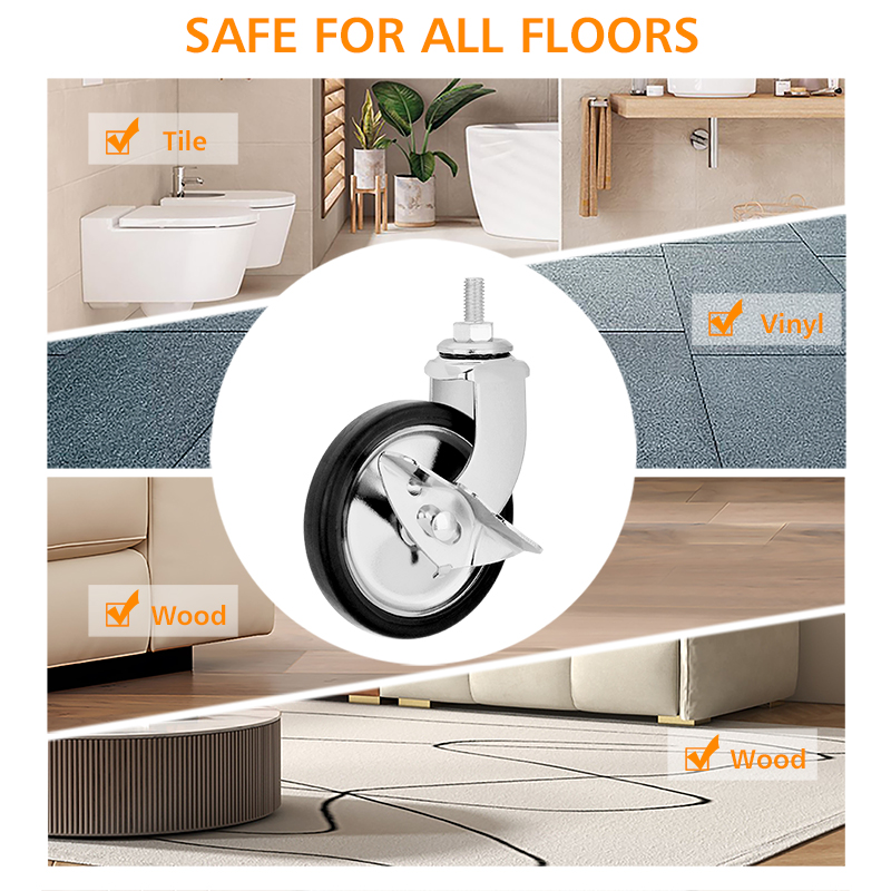3 inch screw rod chrome universal dining wheels universal PP casters trolley silent wheels furniture industrial casters