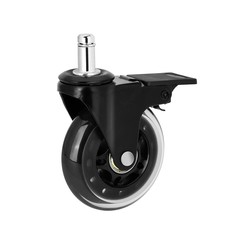 3 inch stem single brake, multi-color brake, transparent wheels, shelf casters, trolley casters, office furniture casters