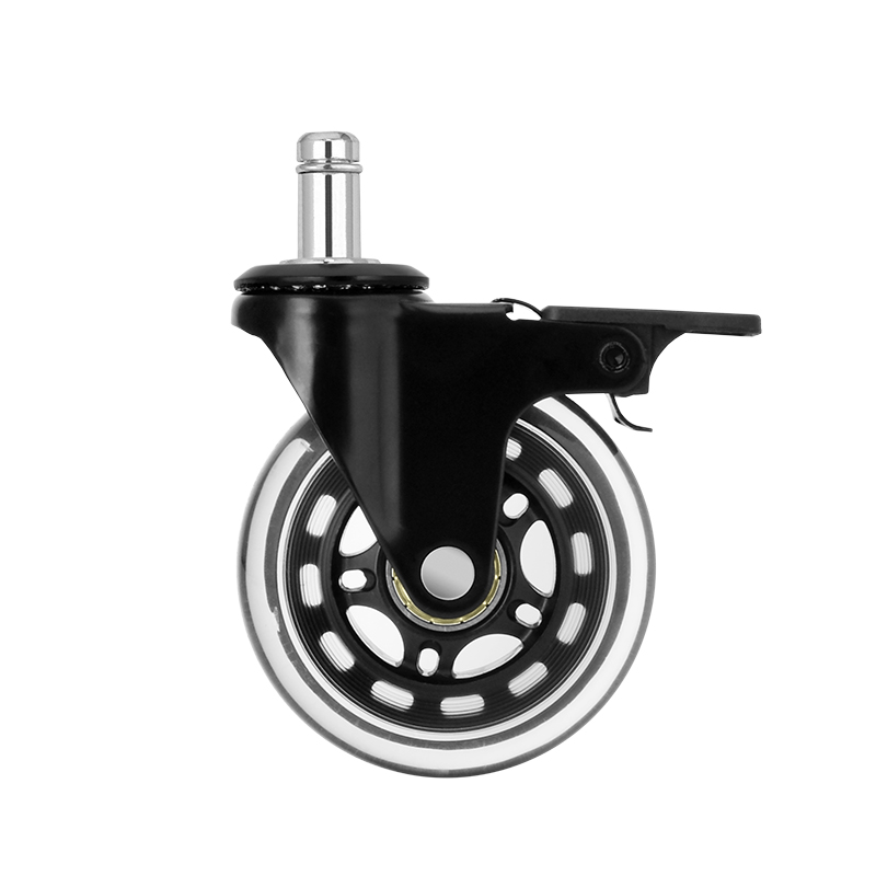 3 inch stem single brake, multi-color brake, transparent wheels, shelf casters, trolley casters, office furniture casters
