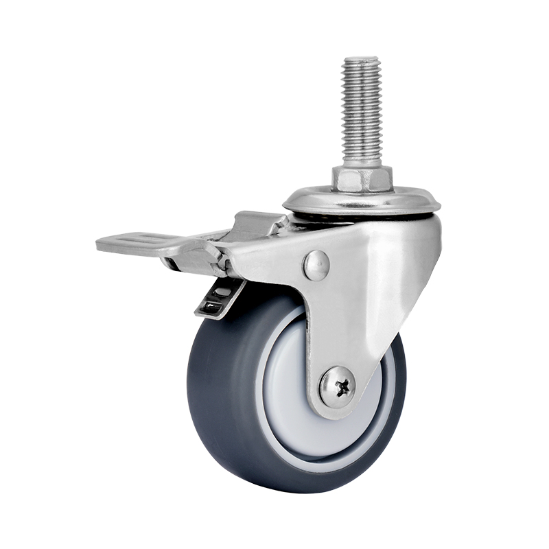 2 inch stainless steel screw iron brake casters industrial tpr medium wheel silent universal medium wheel furniture wheel wholesale