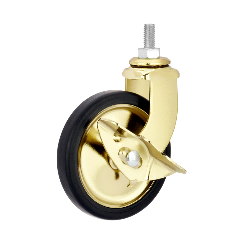 3 inch screw rod gold brake dining wheel universal PP caster trolley universal silent wheel pp furniture caster