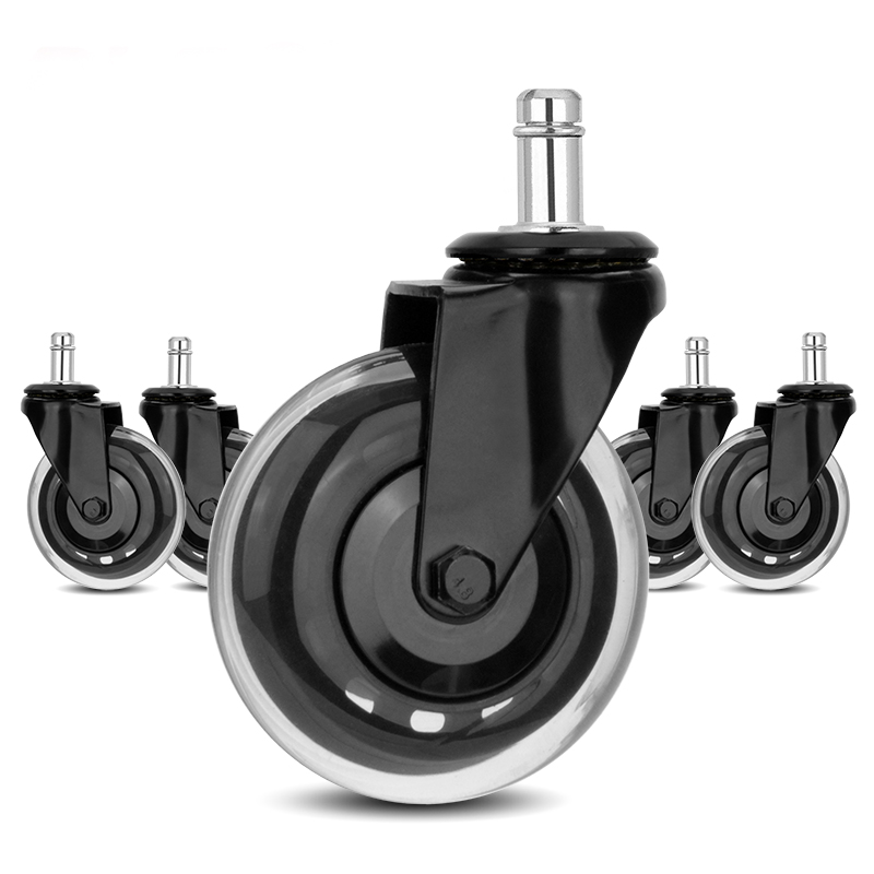 Factory direct supply black 3 inch casters, anti-winding universal chair wheels, industrial casters, furniture casters, PU universal casters