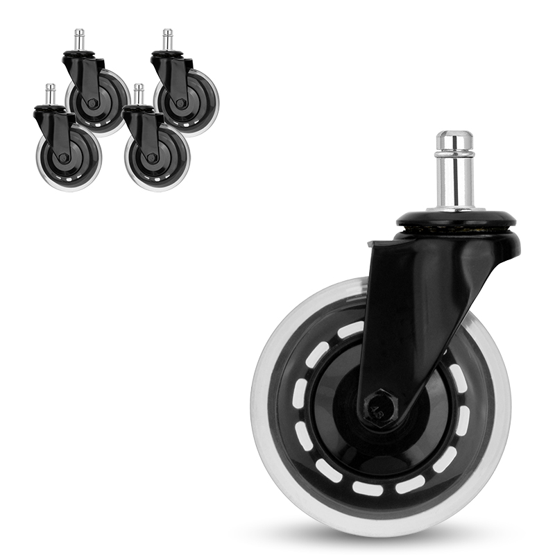 Factory direct supply black 3 inch casters, anti-winding universal chair wheels, industrial casters, furniture casters, PU universal casters