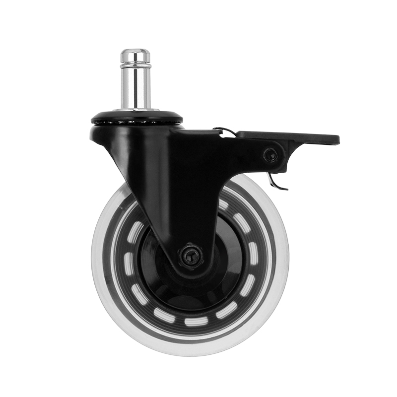 3 inch casters, anti-tangle brake chair wheels, PU industrial furniture casters, black cart wheels, household swivel casters