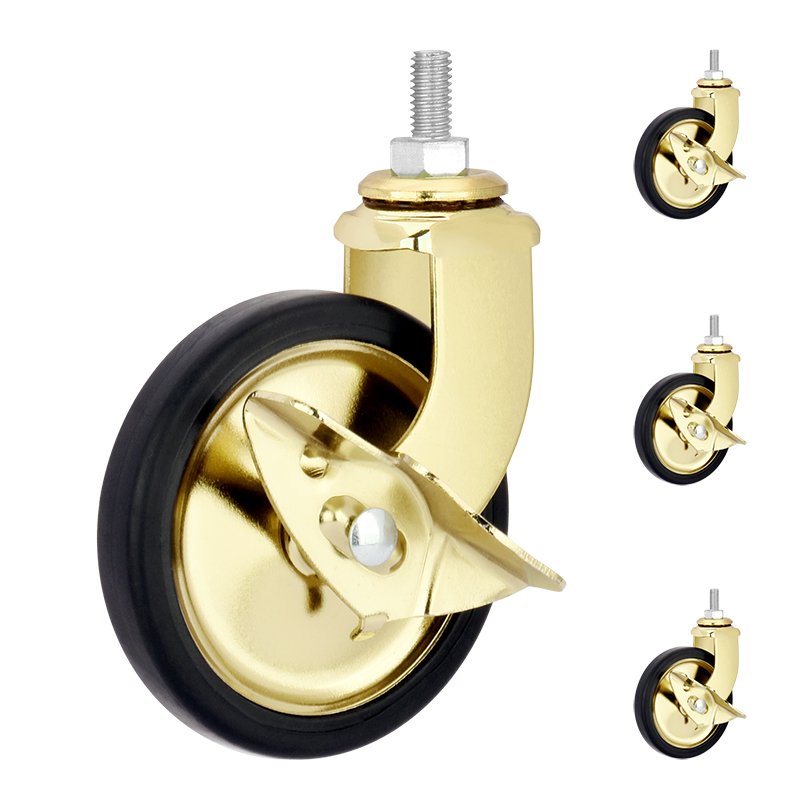 3 inch screw rod gold brake dining wheel universal PP caster trolley universal silent wheel pp furniture caster