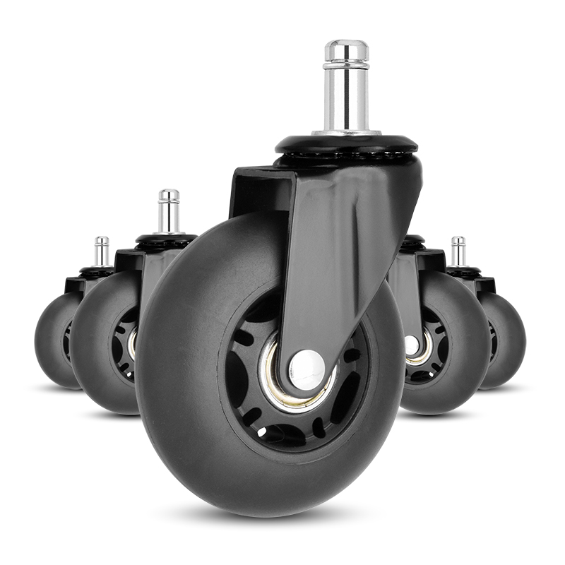 TPR Stem Universal Caster 3 Inch Office Chair Wheels Black With Brakes Furniture Wheels Home Silent Wheels Wholesale