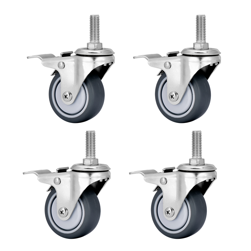 2 inch stainless steel screw iron brake casters industrial tpr medium wheel silent universal medium wheel furniture wheel wholesale