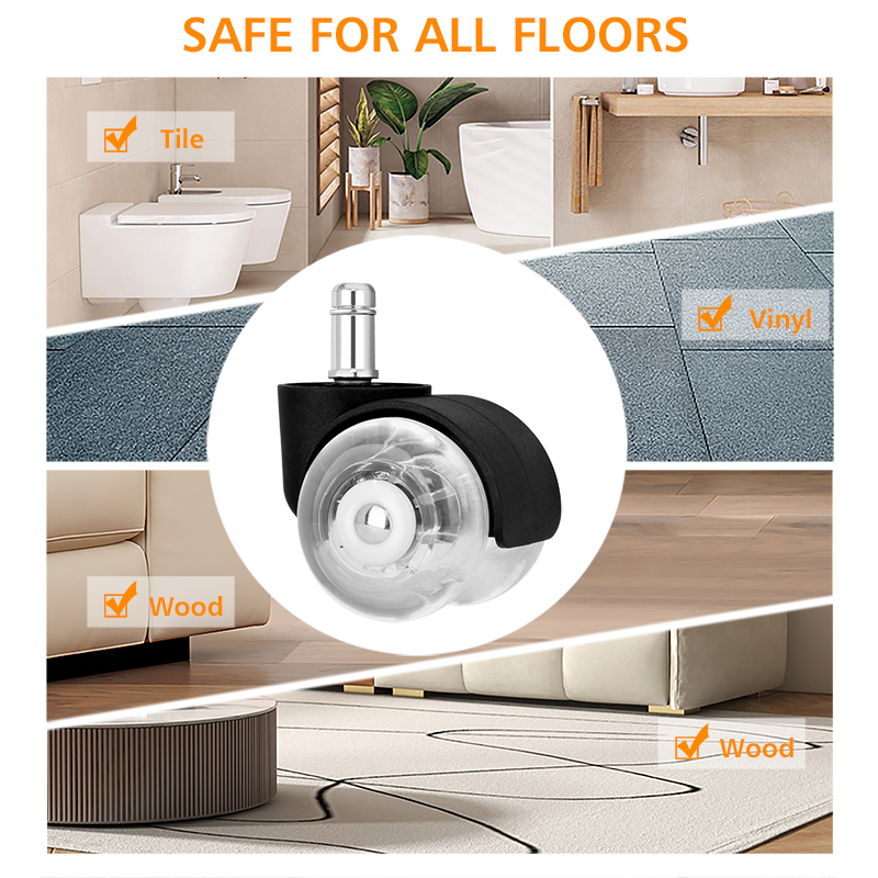 2 inch office chair transparent wheels office swivel chair pu polyurethane universal wheels computer chair rollers manufacturers wholesale