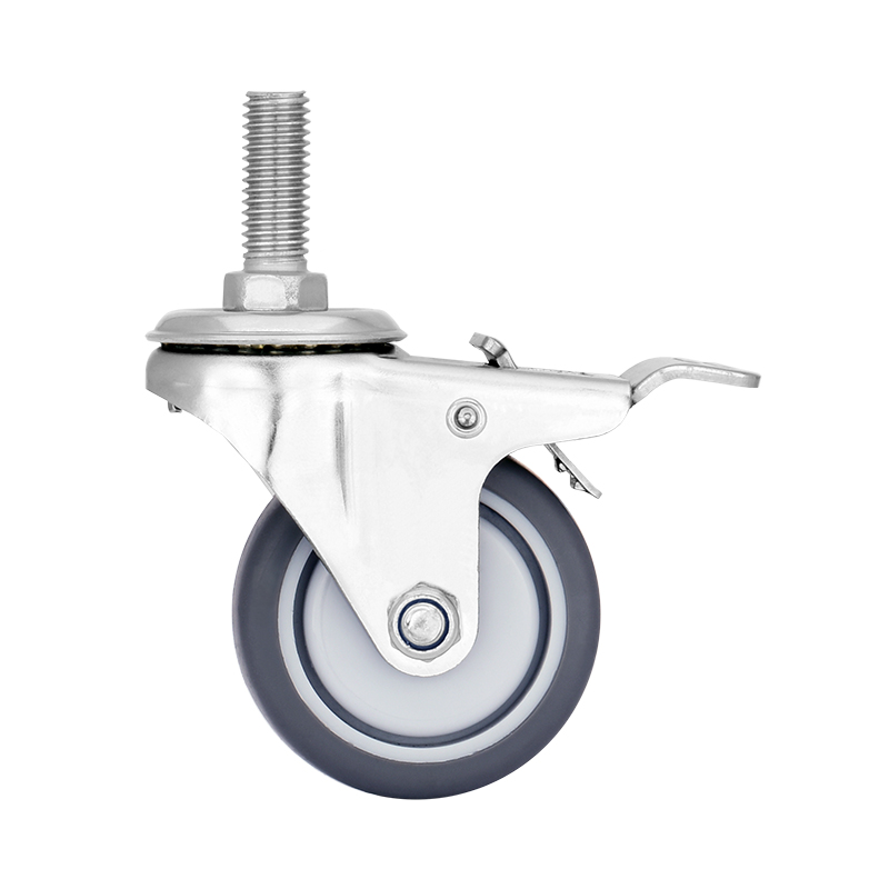 2 inch stainless steel screw iron brake casters industrial tpr medium wheel silent universal medium wheel furniture wheel wholesale