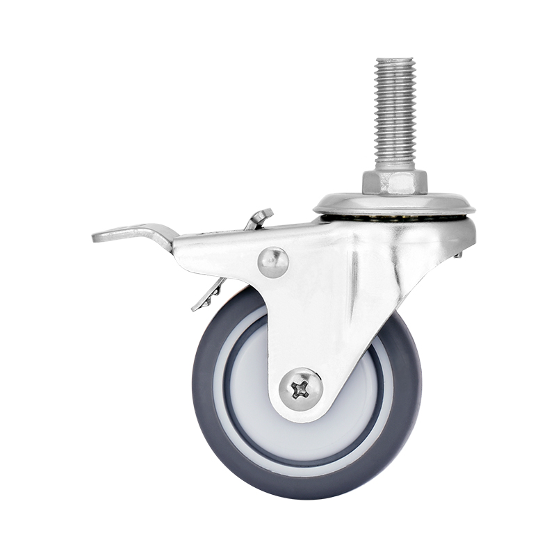 2 inch stainless steel screw iron brake casters industrial tpr medium wheel silent universal medium wheel furniture wheel wholesale