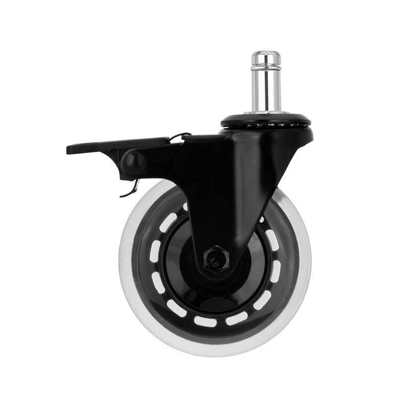 3 inch casters, anti-tangle brake chair wheels, PU industrial furniture casters, black cart wheels, household swivel casters