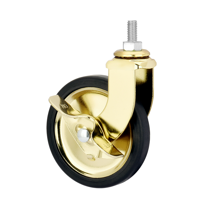 3 inch screw rod gold brake dining wheel universal PP caster trolley universal silent wheel pp furniture caster