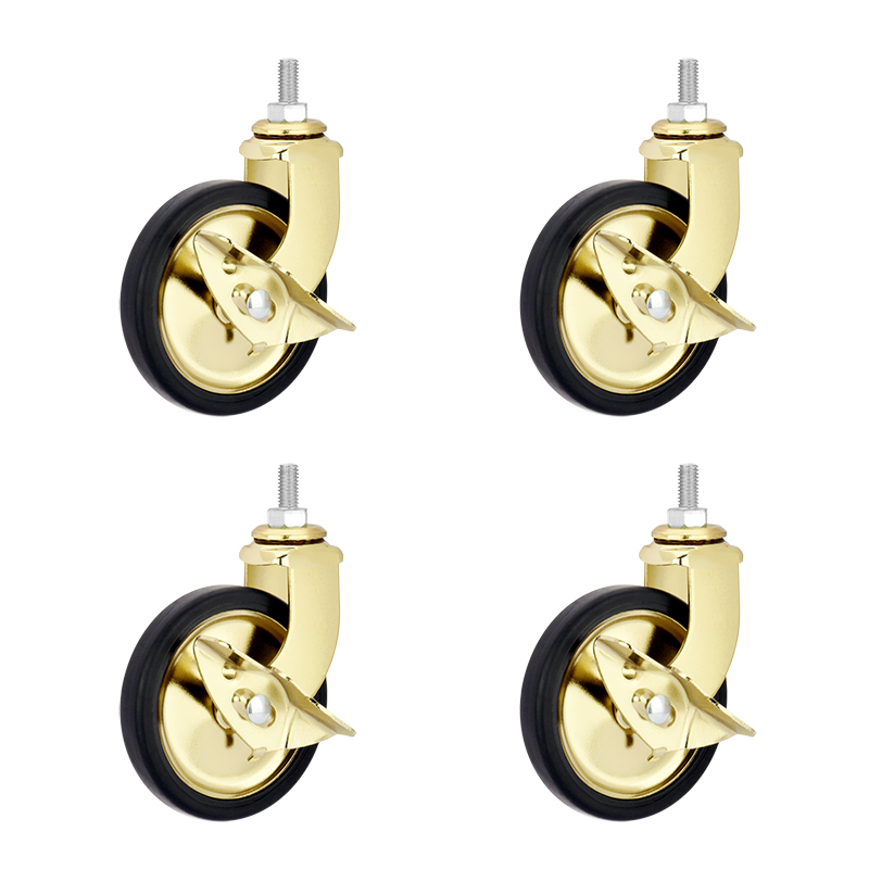 3 inch screw rod gold brake dining wheel universal PP caster trolley universal silent wheel pp furniture caster