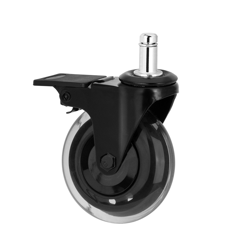 3 inch casters, anti-tangle brake chair wheels, PU industrial furniture casters, black cart wheels, household swivel casters